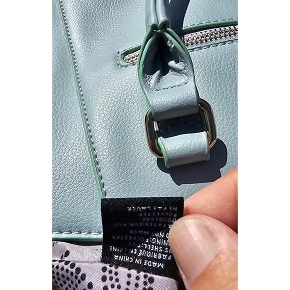 Mode Luxe Light Blue Satchel Handbag Purse - Vegan Leather - Picture 8 of 15